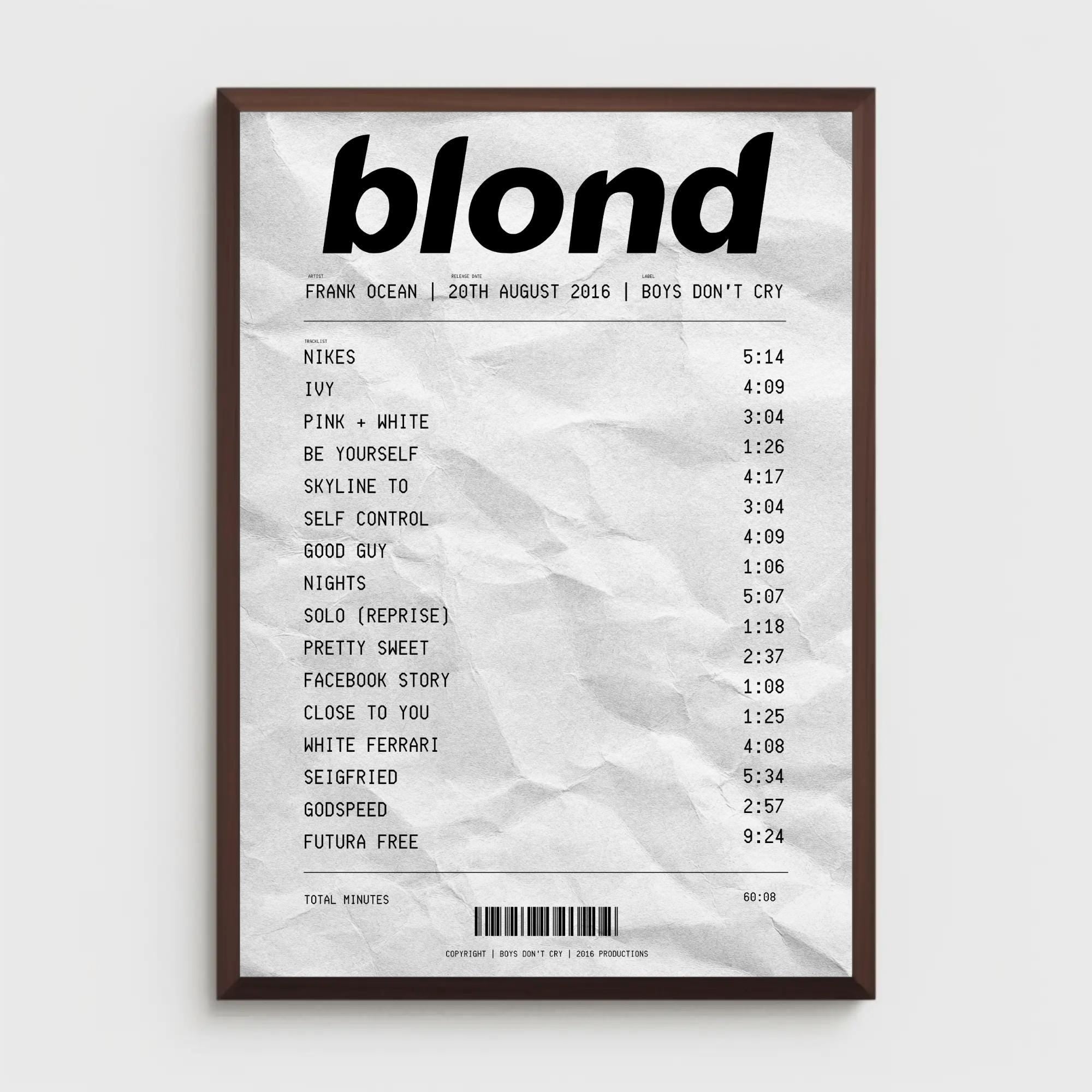 Frank Ocean Blond Album Tracklist